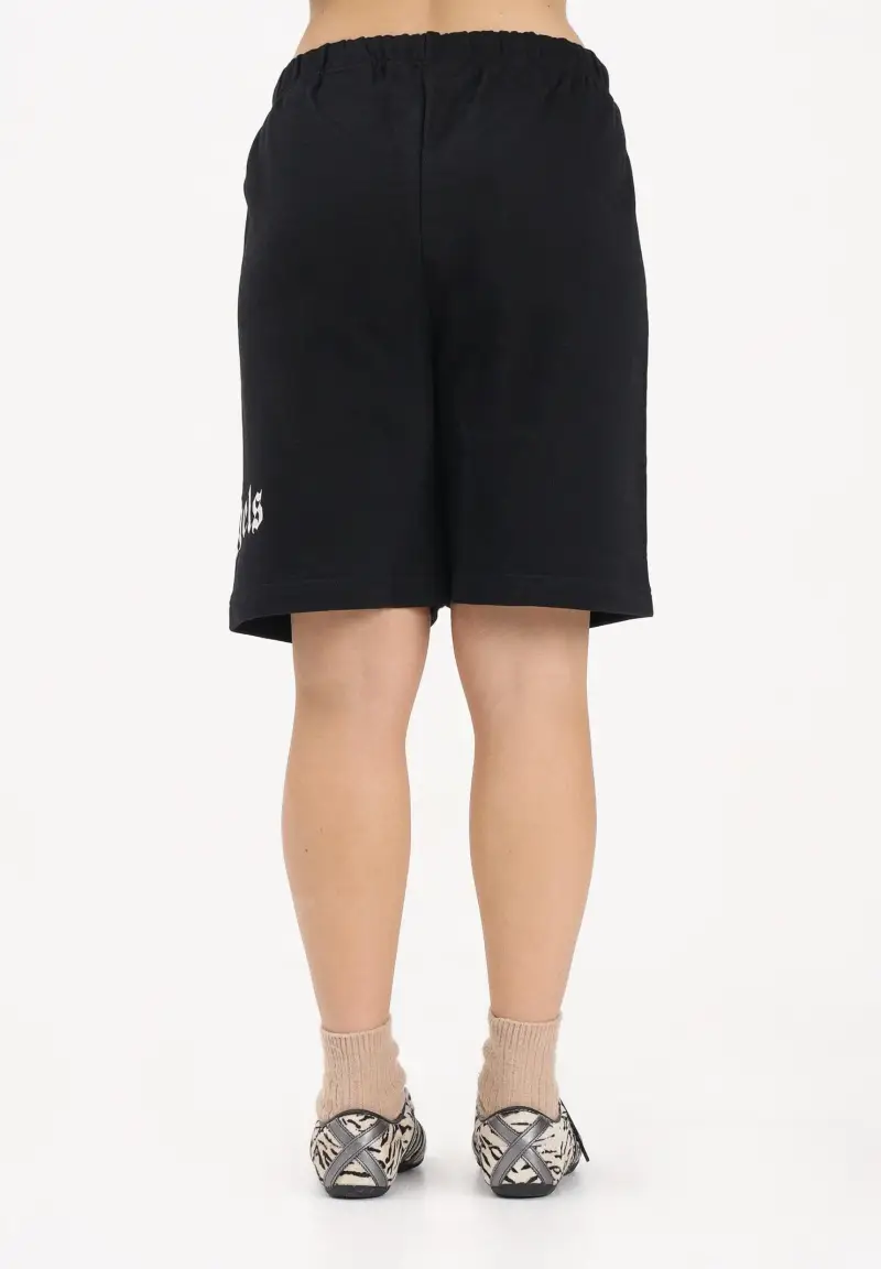Shorts sportivo nero per donna, ragazzi e bambini con logo miniatura 3
