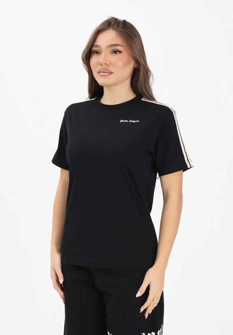 T-shirt a manica corta nera per donna, ragazzi e bambini con logo