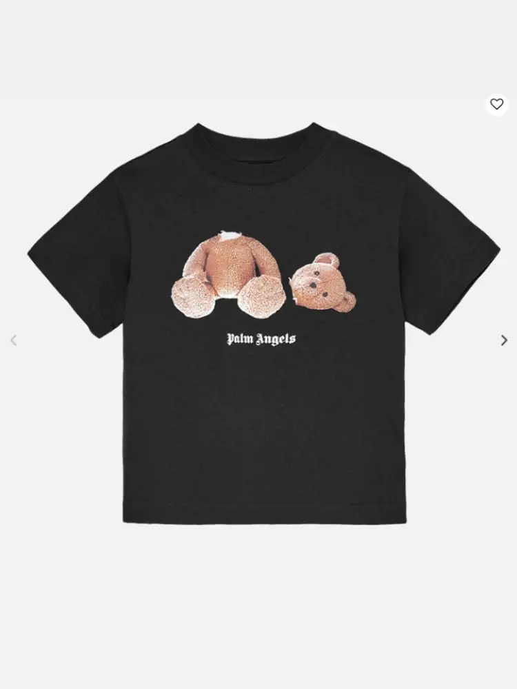 t-shirt junior in cotone nero con logo bear