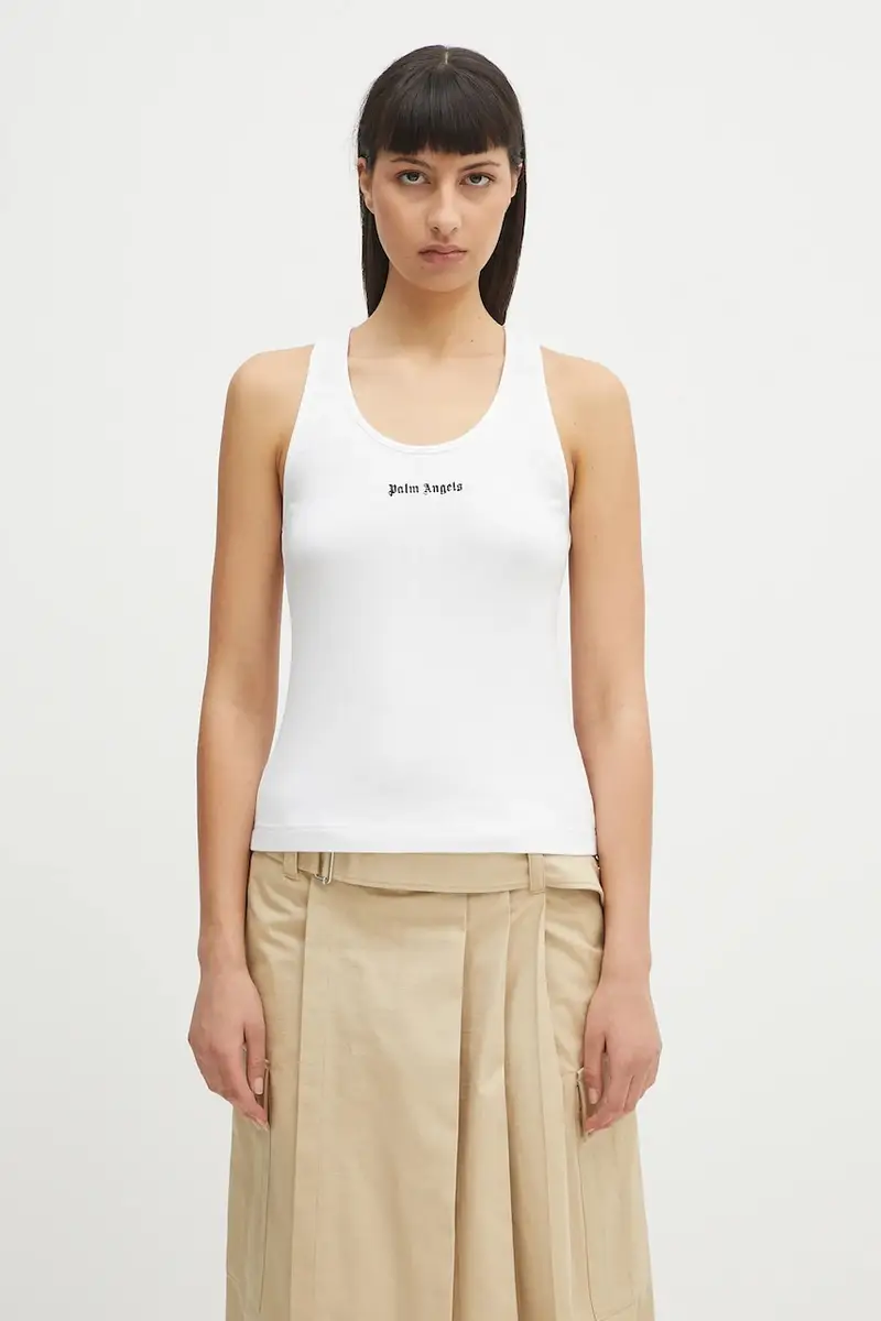 top Classic Logo Rib colore bianco PWAC020C99FAB0010110