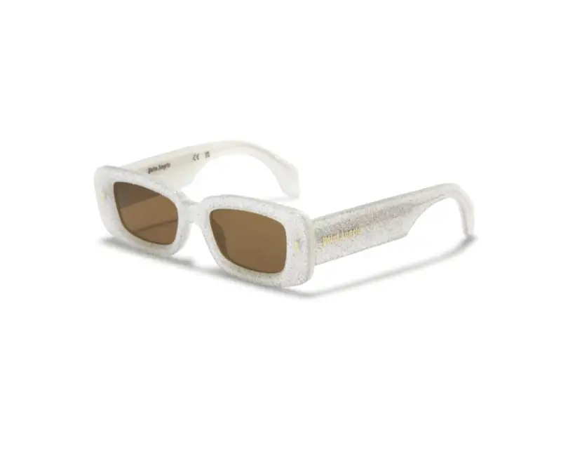 PALM ANGELS Unisex PERI022 Lala 8360 Glitter brown Occhiali da sole Acetato Bianco Marrone Squadrata Normale