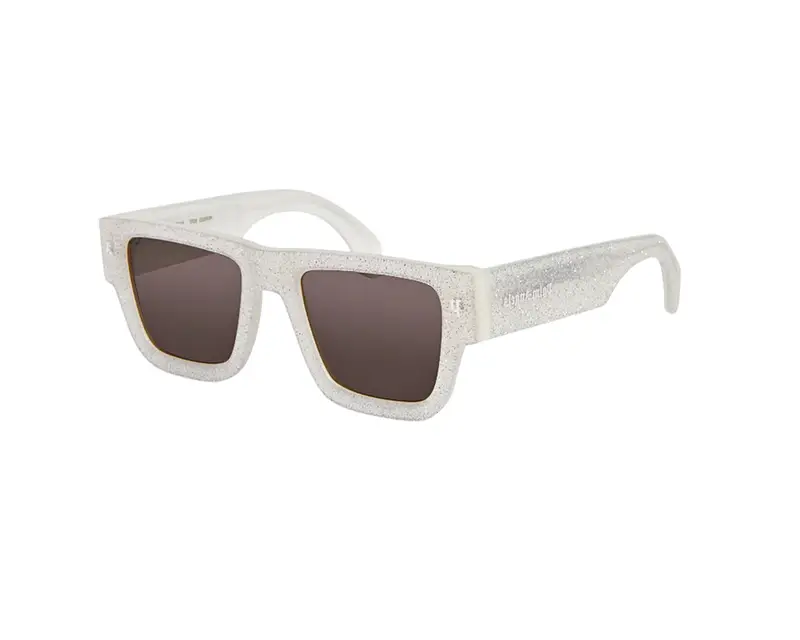 PALM ANGELS Unisex PERI023 Palisade 8307 Glitter dark grey Occhiali da sole Acetato Bianco Grigio Squadrata Normale