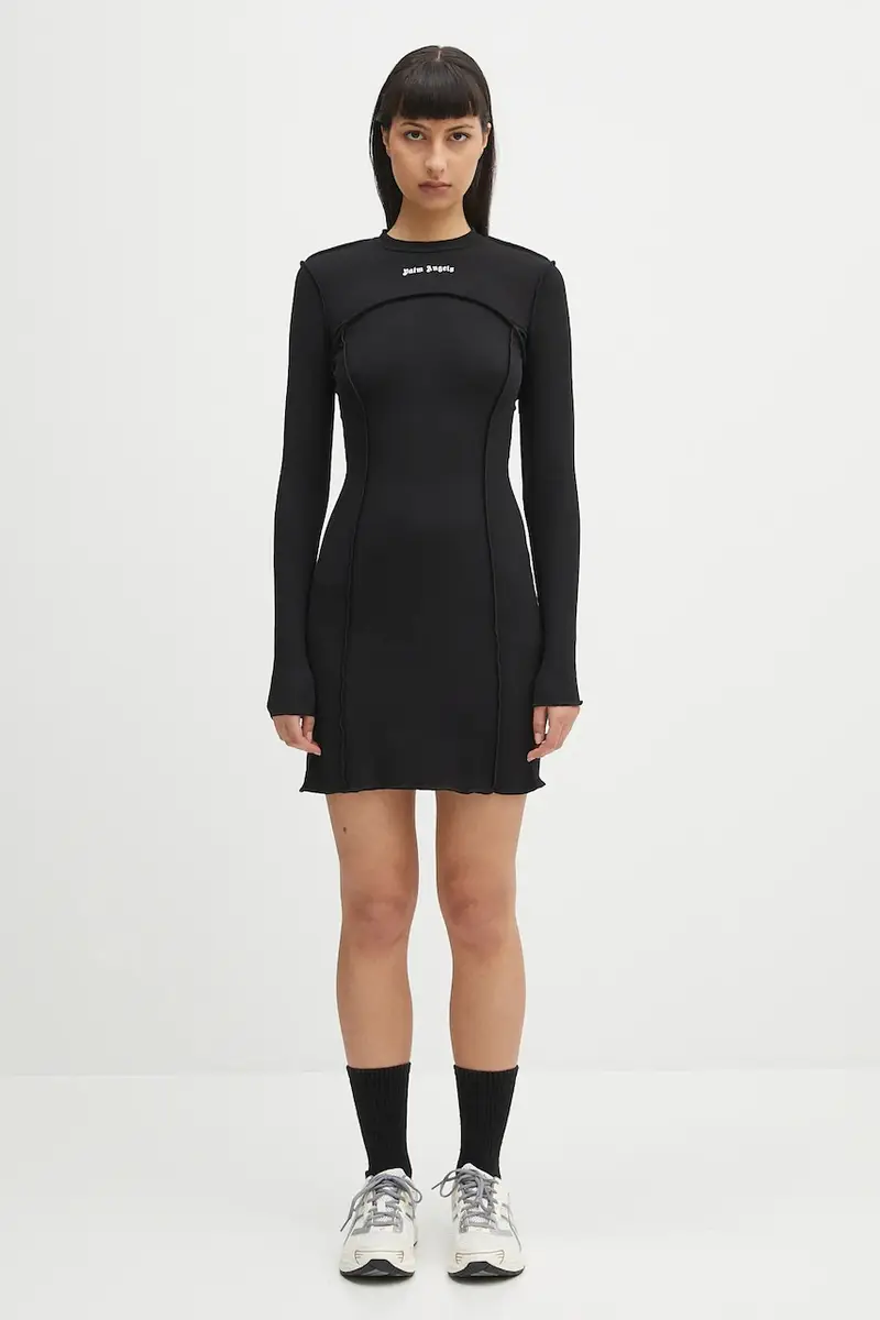 vestito Classic Logo Rib colore nero PWDH004C99FAB0011003