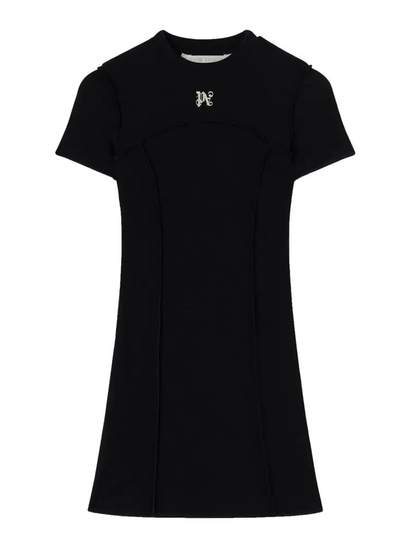 Vestito con logo ricamato Nero