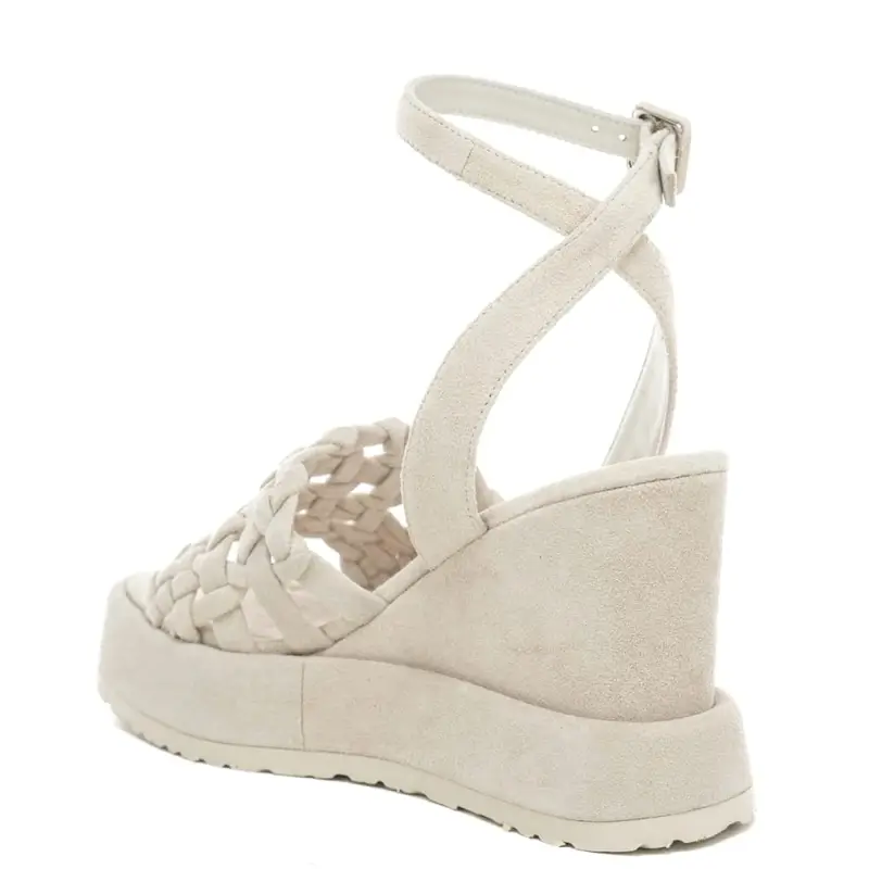 sandali alti da donna ulla in suede con fascia frontale a intreccio sul davanti bianchi miniatura 2