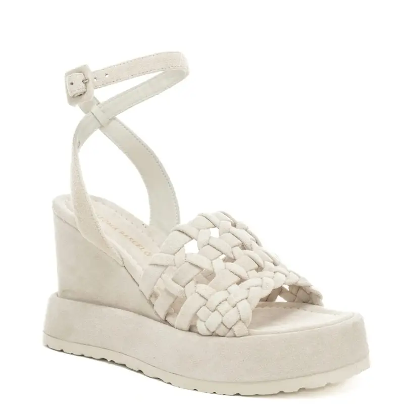 sandali alti da donna ulla in suede con fascia frontale a intreccio sul davanti bianchi miniatura 3