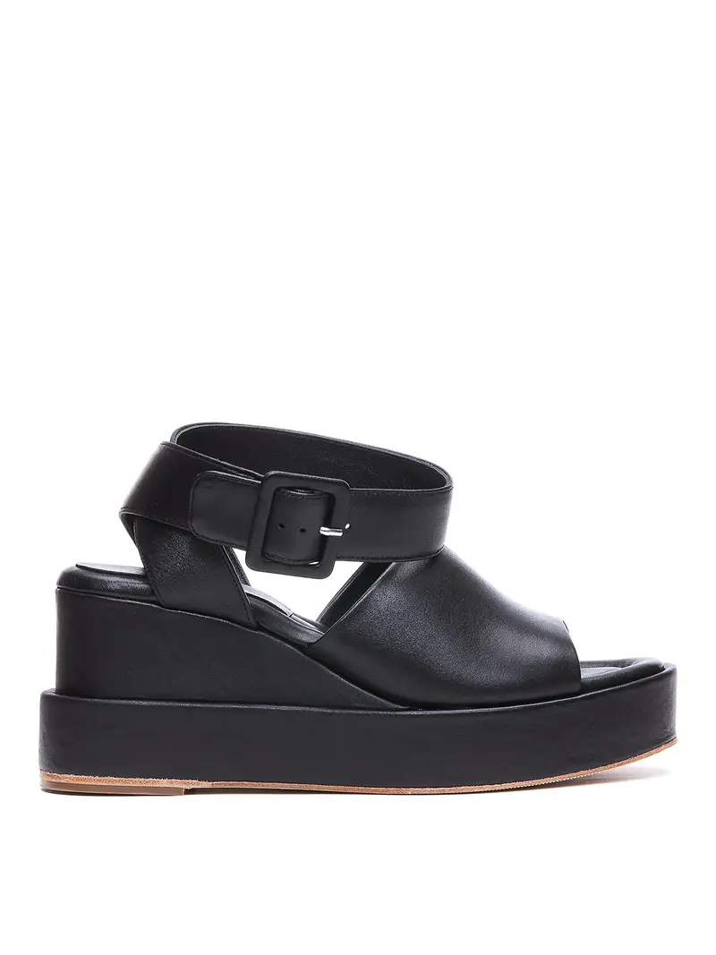 Sandali con fascia e chiusura a fibbia Nero