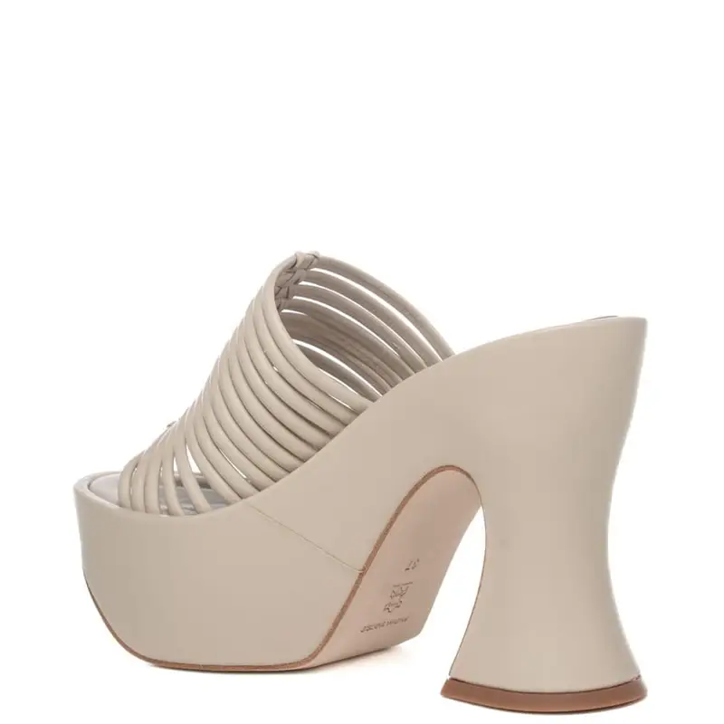 sandali sabot donna zaida con fascette intrecciate in pelle avorio miniatura 3