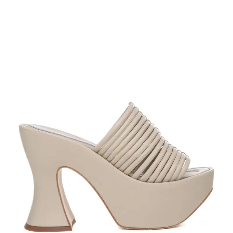 sandali sabot donna zaida con fascette intrecciate in pelle avorio