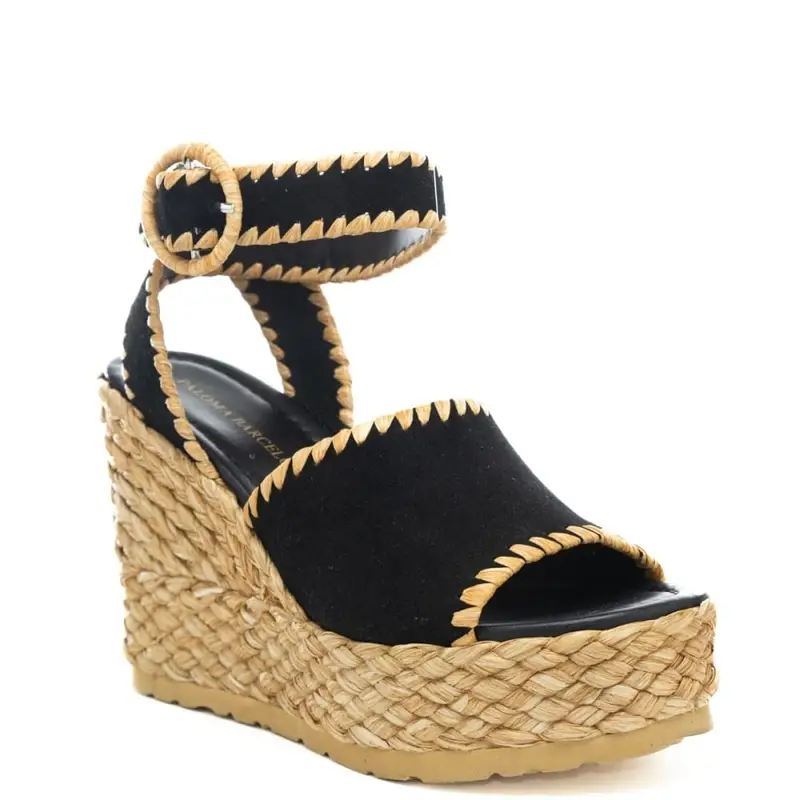 scarpe alte da donna cindy con cuciture e ricami sui bordi nere miniatura 2