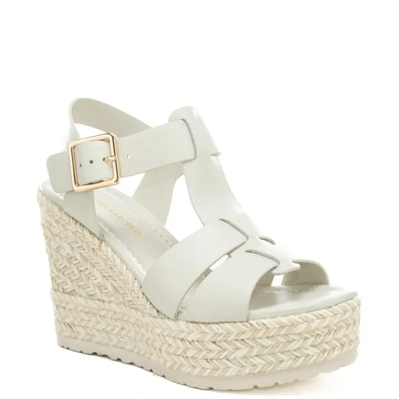 scarpe alte da donna olivia con zeppa in corda intrecciata a contrasto colore bianche miniatura 2