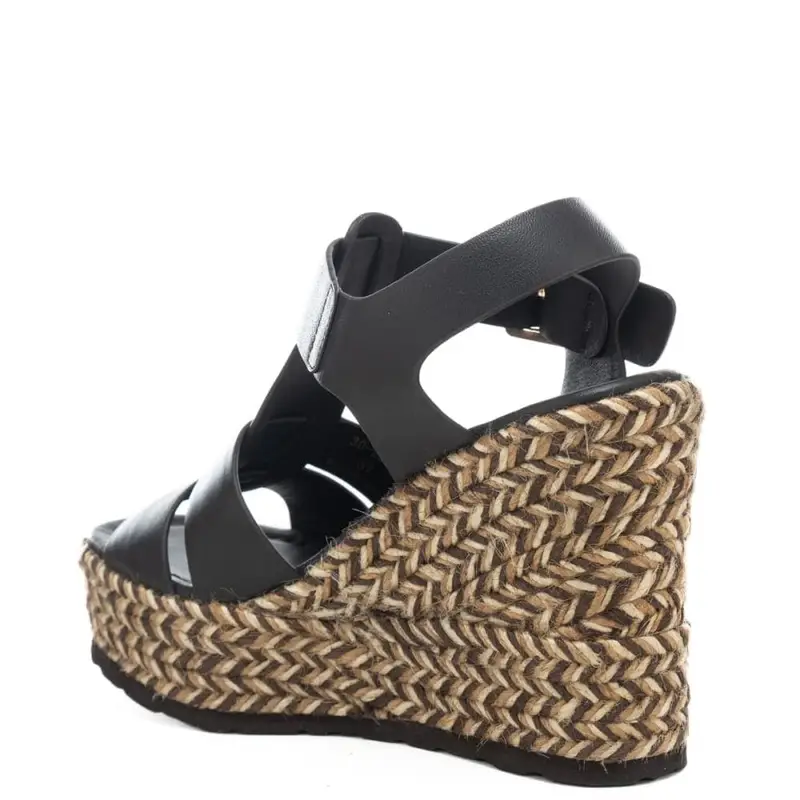 scarpe alte da donna olivia con zeppa in corda intrecciata a contrasto colore cioccolato miniatura 3