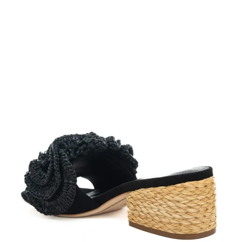 scarpe aperte da donna polly con decorazioni ricamate sulla fascia frontale e tacco a blocco nere miniatura 3