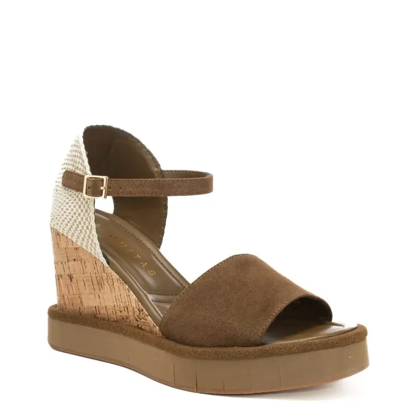 scarpe alte da donna eileen in suede e zeppa in sughero marrone miniatura 3
