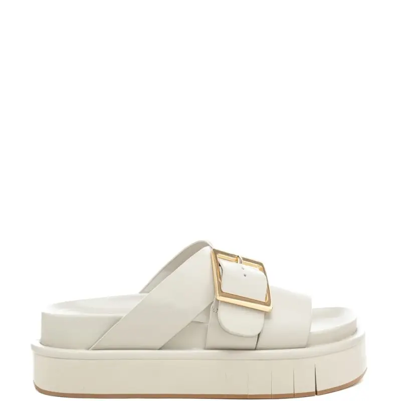 scarpe da donna demi in pelle con fasce frontali a incrocio bianche