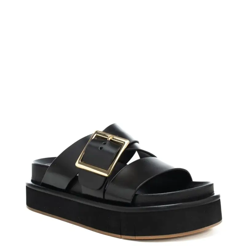 scarpe da donna demi in pelle con fasce frontali a incrocio nere miniatura 2