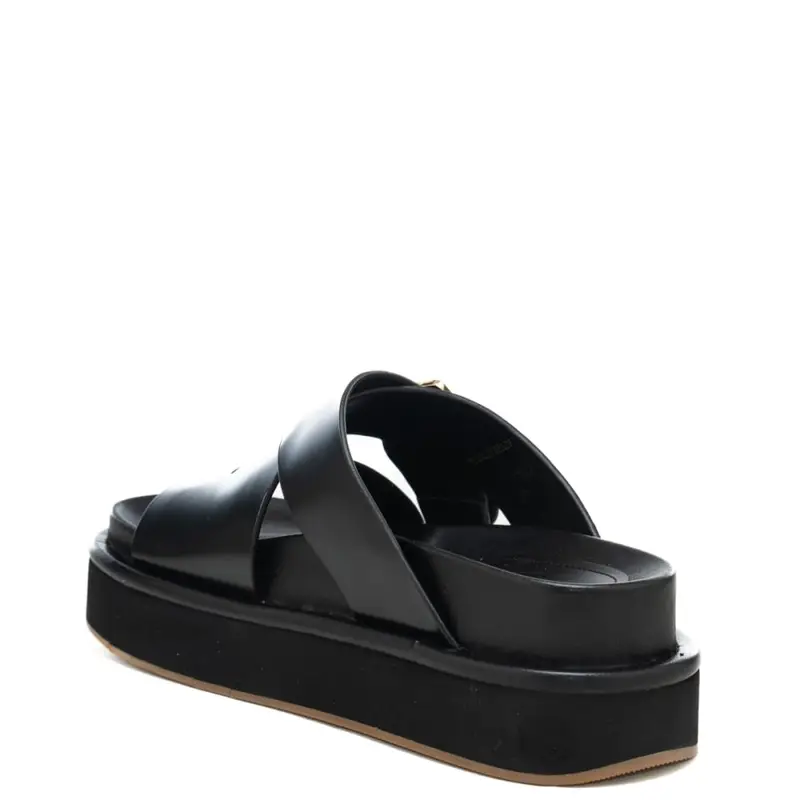 scarpe da donna demi in pelle con fasce frontali a incrocio nere miniatura 3