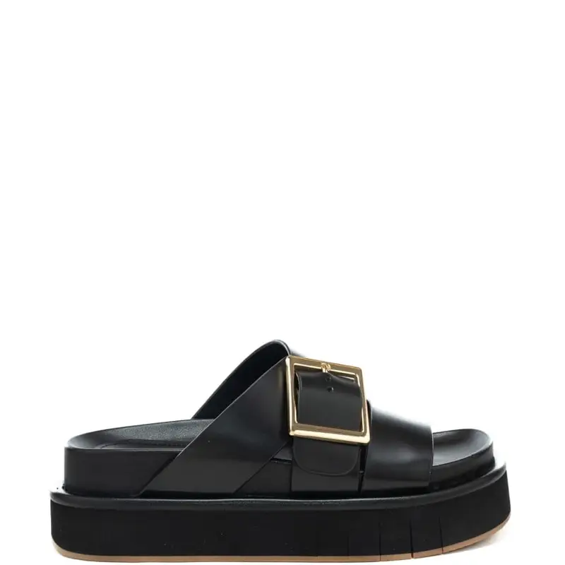 scarpe da donna demi in pelle con fasce frontali a incrocio nere