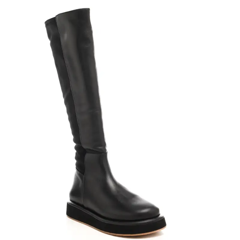 stivali alti da donna piale con inserto a contrasto sul gambale neri miniatura 2