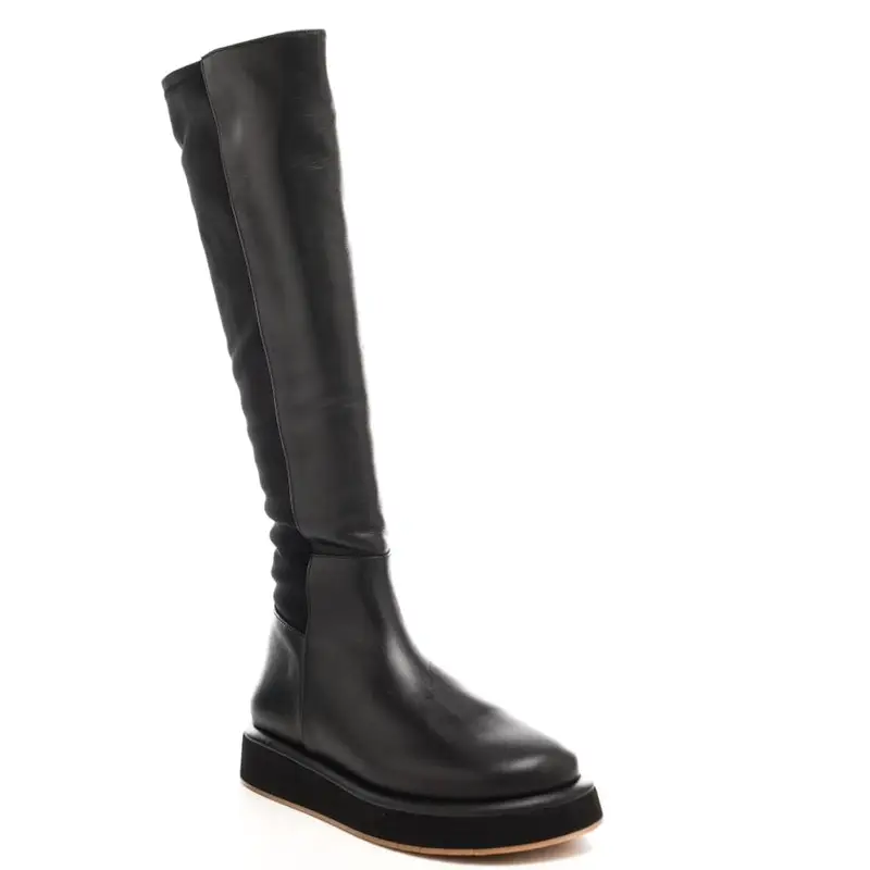 stivali alti da donna piale con inserto a contrasto sul gambale neri miniatura 2