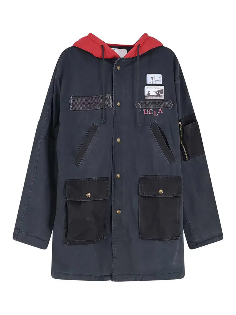 Giubbino In Cotone Con Effetto Used Blu