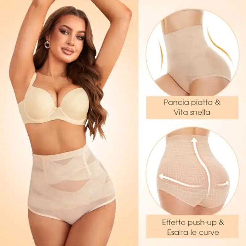 Pancera Contenitiva Donna Pancia Piatta Guaina Contenitiva a Vita Alta Intimo Mutande Contenitivo Modellante Contenitive Senza Cuciture Pancera Post Parto Recupero miniatura 3