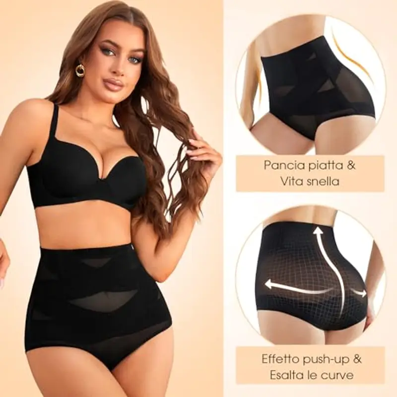 Pancera Contenitiva Donna Pancia Piatta Guaina Contenitiva a Vita Alta Intimo Mutande Contenitivo Modellante Contenitive Senza Cuciture Pancera Post Parto Recupero miniatura 3