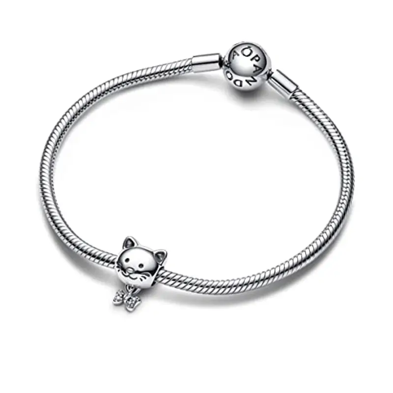 Pandora Charm Moments 792255C01 Mascotte Gatto Fiocco miniatura 3