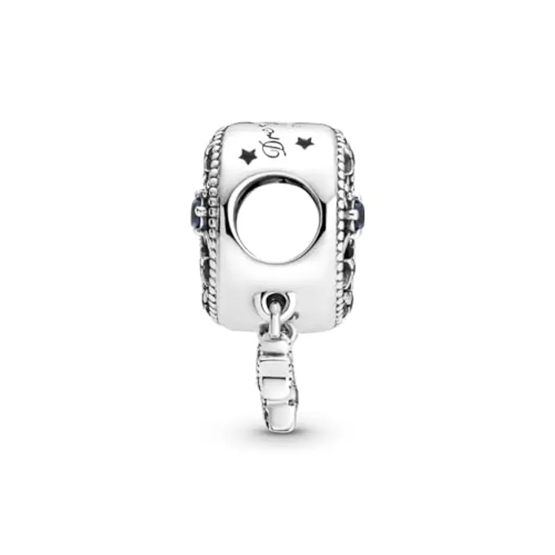 PANDORA Ciondolo Moments in argento Sterling con luna e stella con cristallo blu stellare e zirconia cubica trasparente miniatura 3