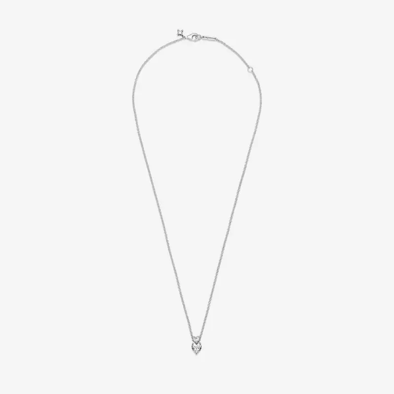 Double Heart Pendant Sparkling Collier Necklace