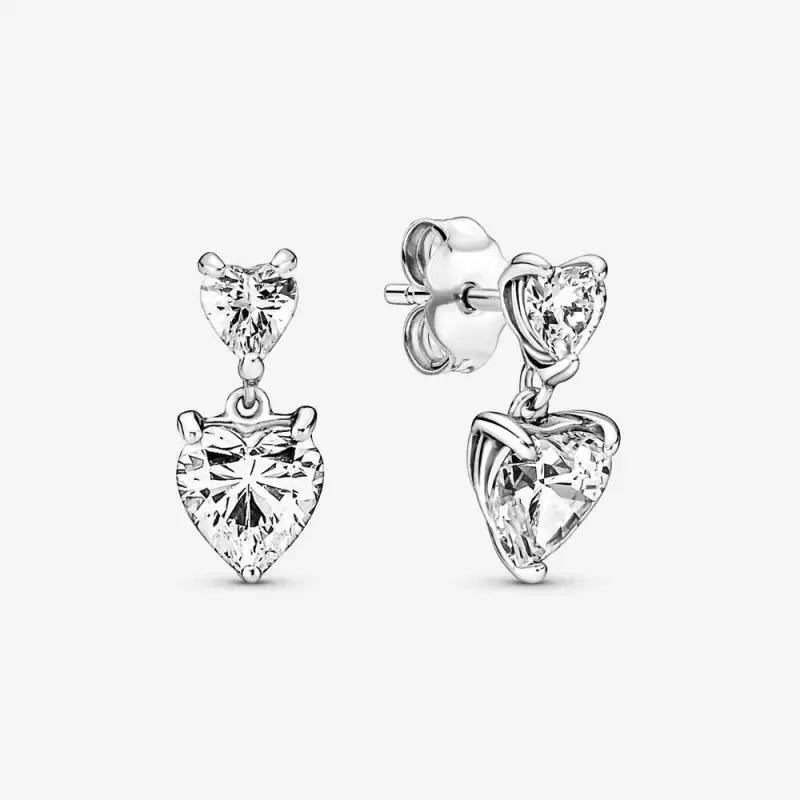 Double Heart Sparkling Stud Orecchini