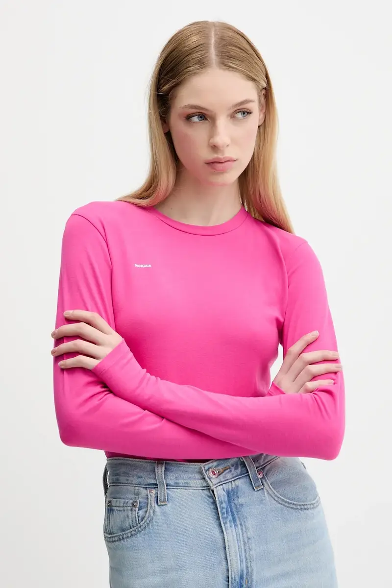 camicia a maniche lunghe Cotton-Stretch Long-Sleeved Top colore rosa 10002429