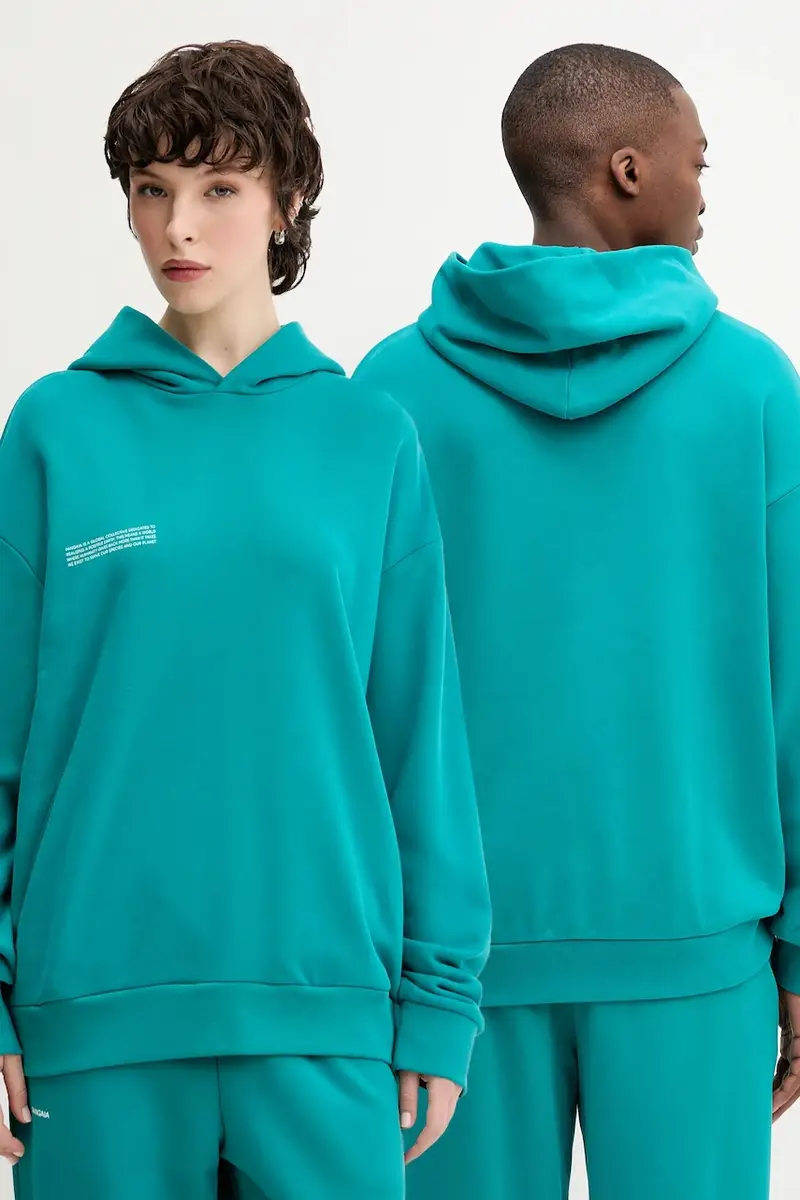 felpa in cotone colore marrone con cappuccio Turchese