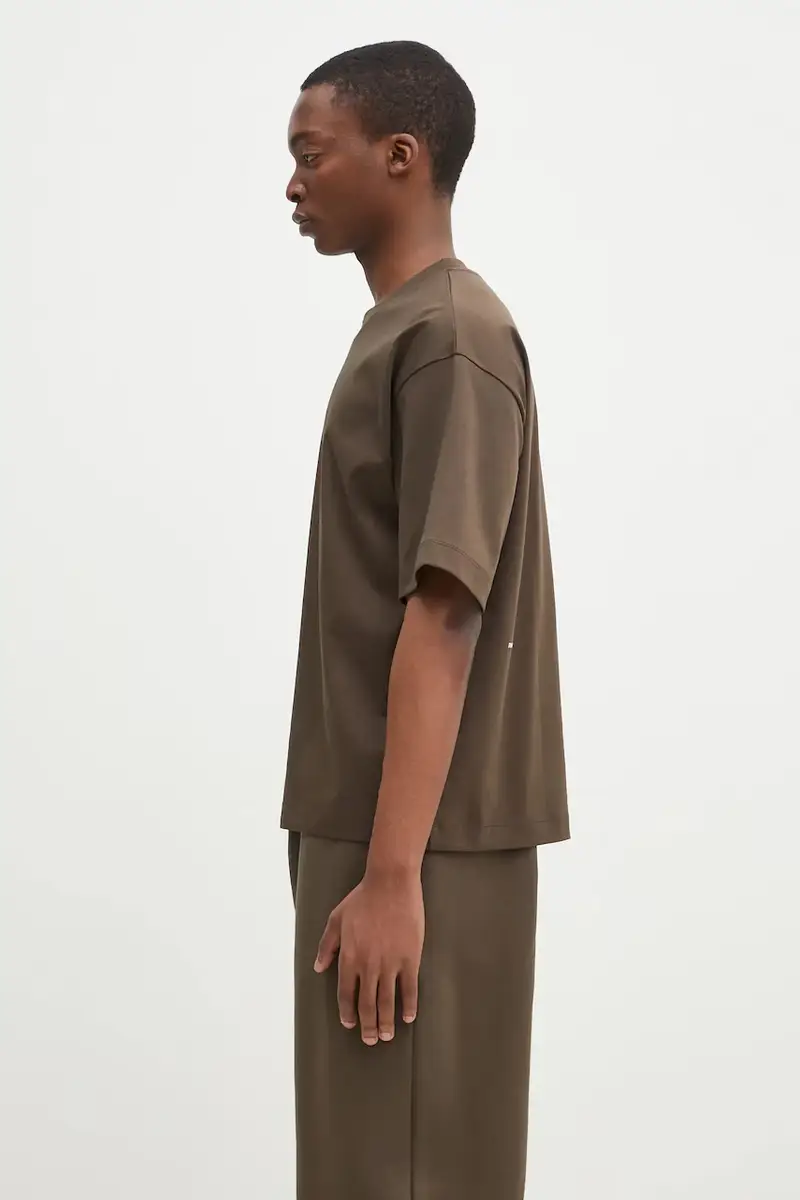 t-shirt in cotone colore verde 10002012 Marrone miniatura 3