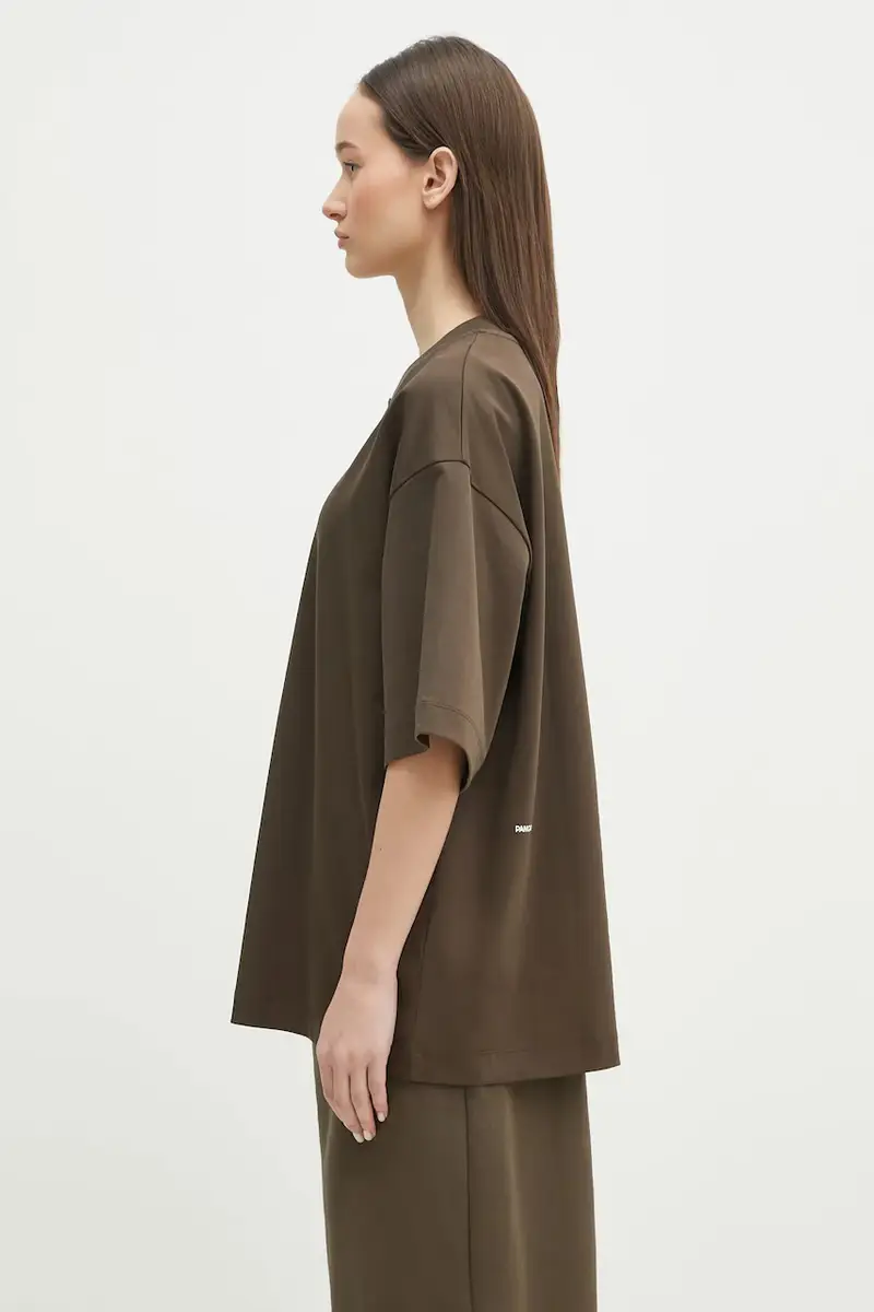 t-shirt in cotone colore verde 10002012 Marrone miniatura 4