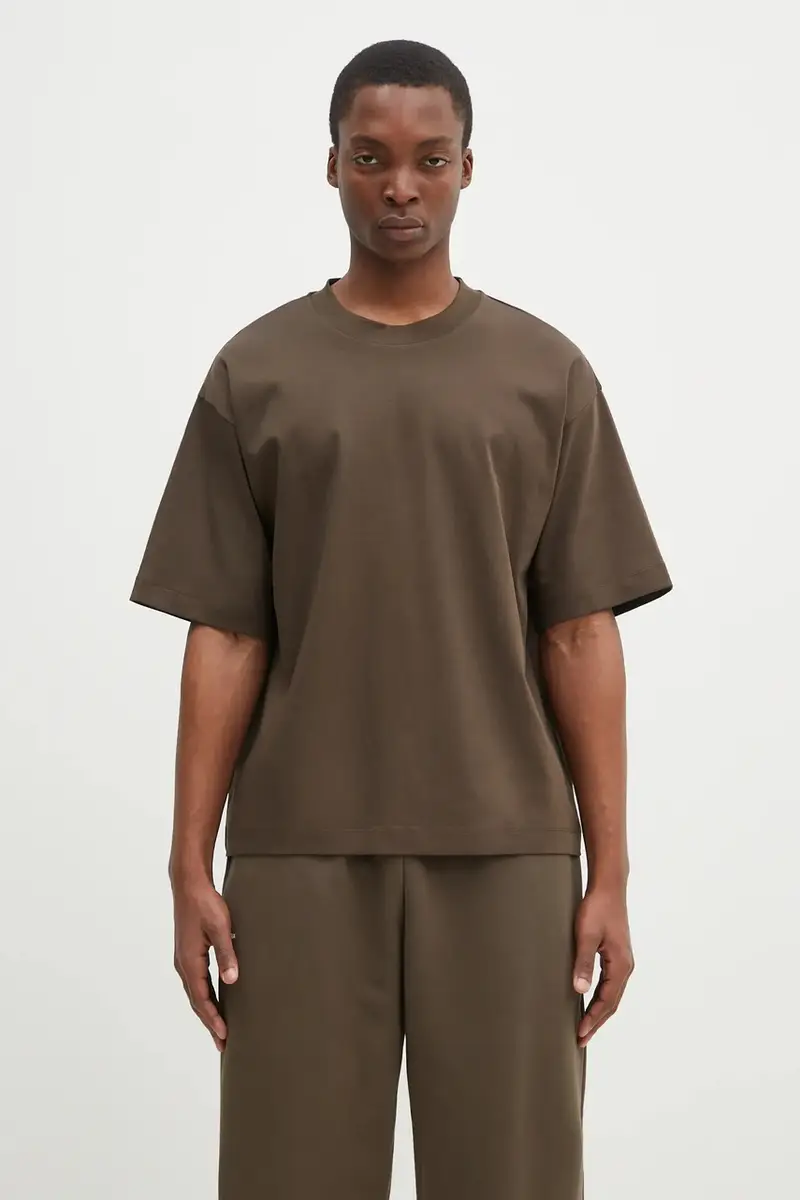 t-shirt in cotone colore verde 10002012 Marrone