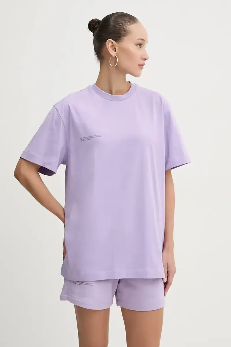 t-shirt in cotone colore violetto miniatura 3