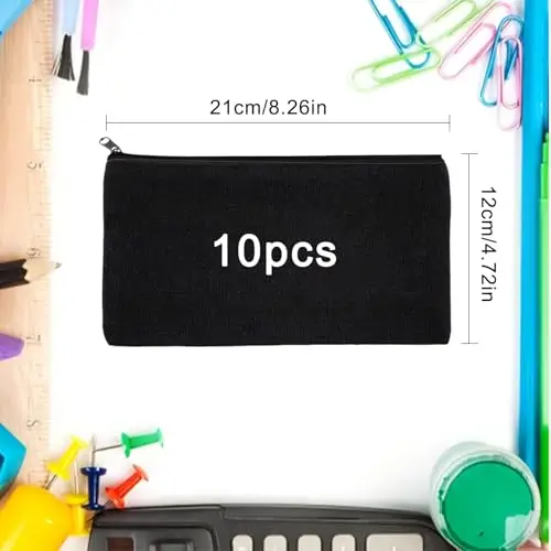 pangutheos 10 Pezzi Borsa da Trucco Cosmetica Vuota, Astuccio Personalizzato con Cerniera, DIY Astuccio in Tela, Usato miniatura 3
