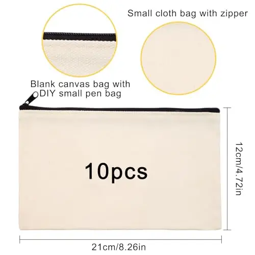 pangutheos 10 Pezzi Borsa da Trucco Cosmetica Vuota, Astuccio Piccolo con Cerniera, Personalizzato Astuccio in Tela miniatura 3