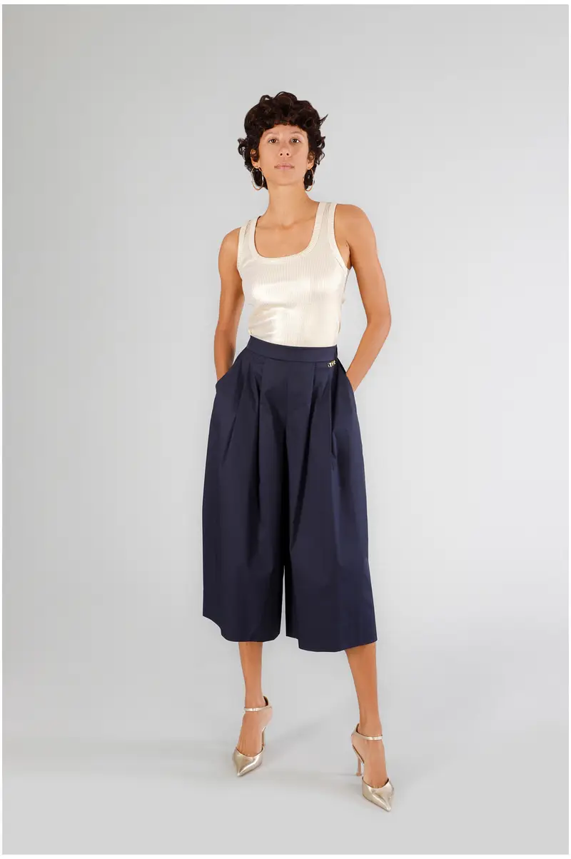pantagonna con pieghe navy l