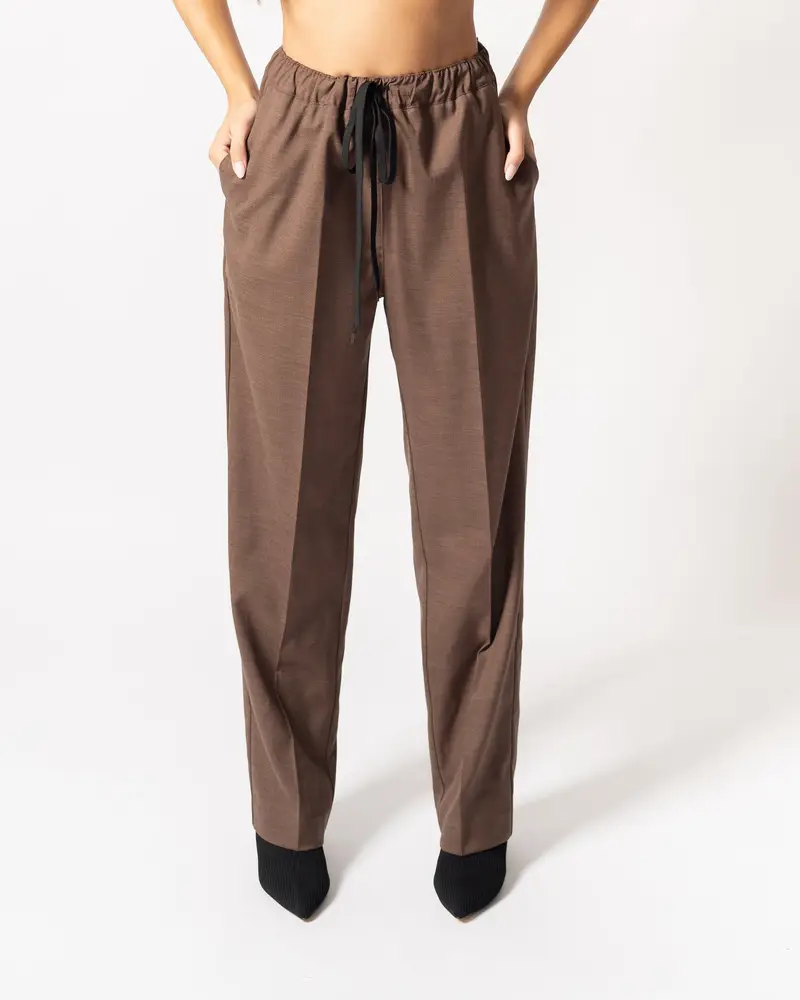 Pantaloene con elastico Marrone