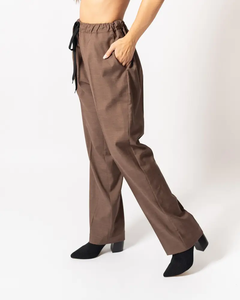 Pantaloene con elastico Marrone miniatura 2