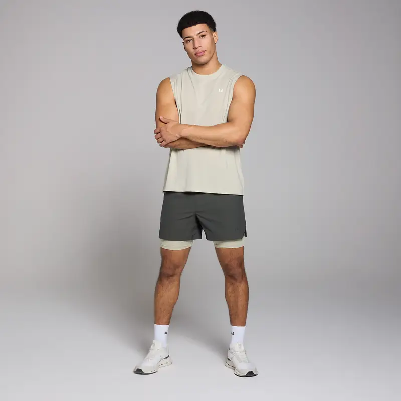 Pantaloncini con stampa 2 in 1 MP Tempo da uomo - Nero slavato - XS miniatura 2