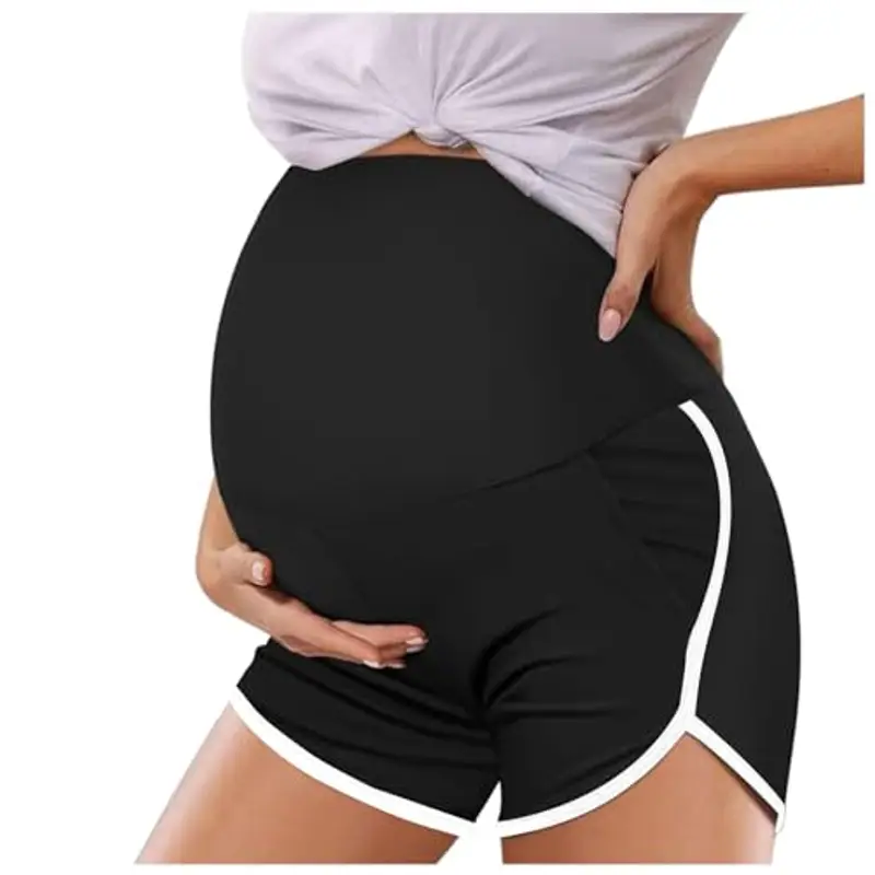 DAPONGZHI Pantaloncini Premaman Estivi Nero Donna M