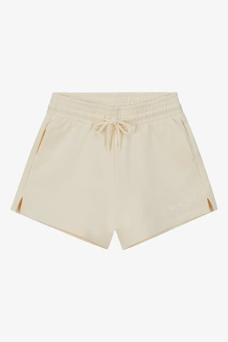 Pantaloncini VOGUE crema con logo ricamato