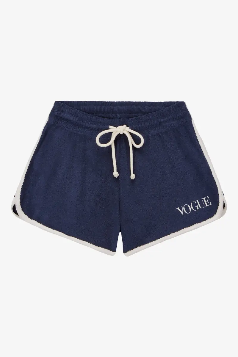 Pantaloncini VOGUE Stripes Edition in spugna blu con logo ricamato