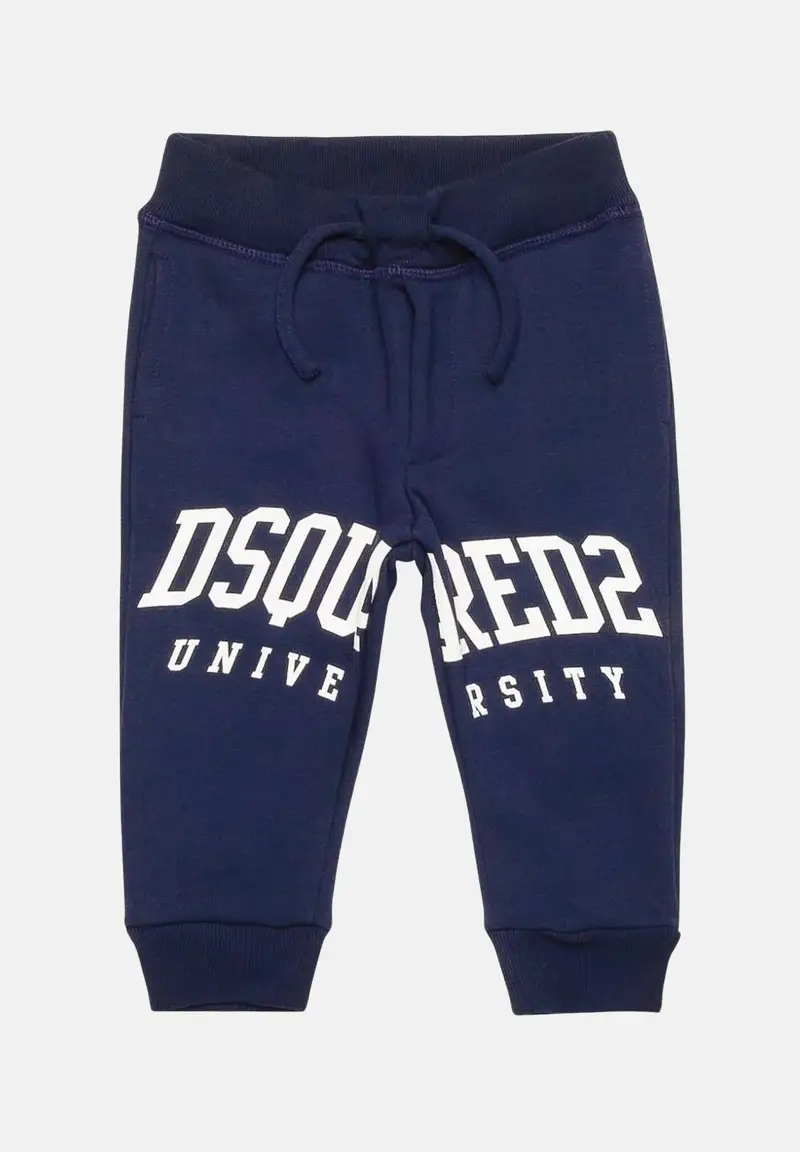 Pantalone blu da neonato con stampa logo