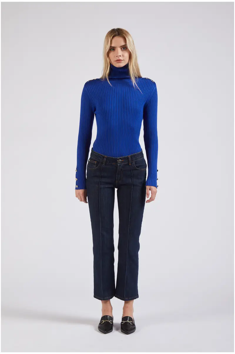 pantalone bootcut con nervatura blu medio scuro 32