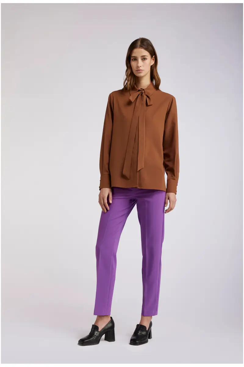 pantalone cygarette tessuto bistretch viola 44