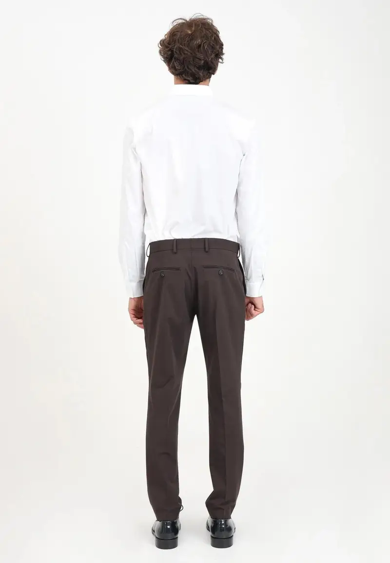 Pantalone elegante marrone da uomo miniatura 2